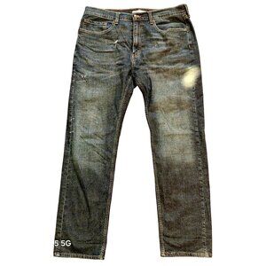 Mens Signature Levi Strauss & Co. Straight Fit Distressed Blue Denim Jeans Sz 36